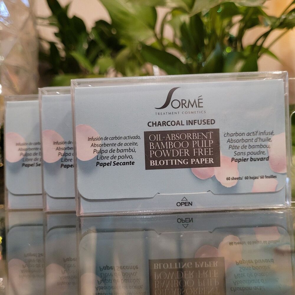 3 Pack Sormé Charcoal Infused Makeup Oil-Absorbent Powder Free Blotting Paper
